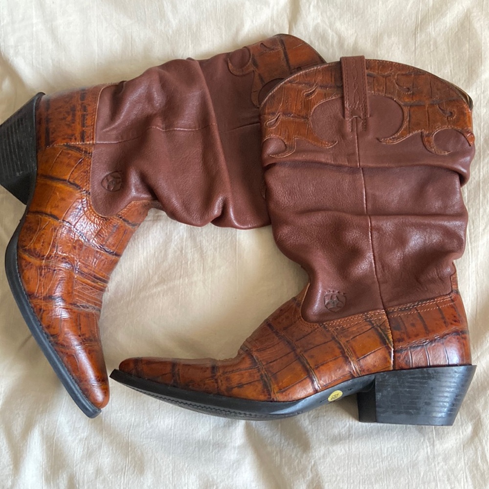 Ariat slouchy cowboy leather boots, size 8.5